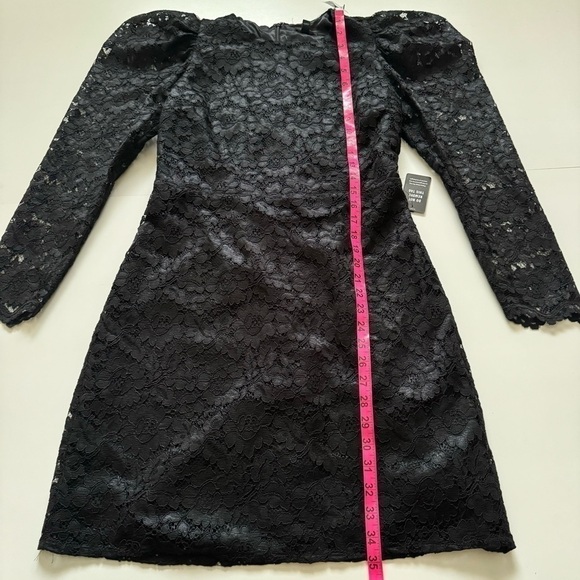 Express lace puff sleeve long sleeve black NWT dress black size medium - Picture 6 of 11